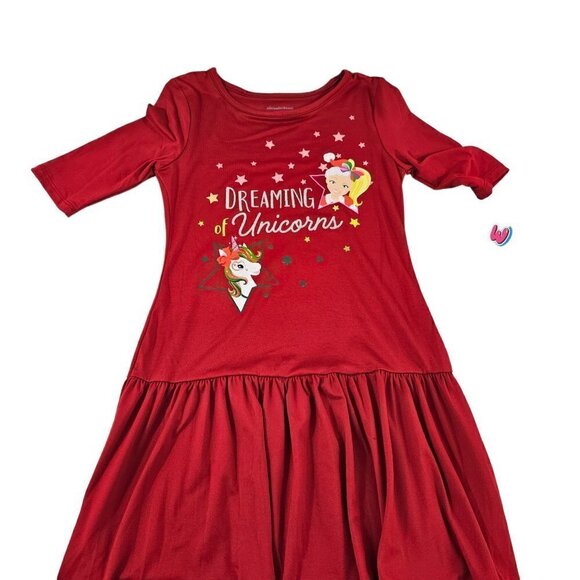 Nickelodeon JoJo Siwa Girls Christmas Holiday Red Dreaming of Unicorns Dress NWT - Picture 11 of 16